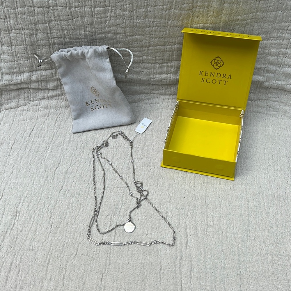 kendra scott triple strand silver necklace